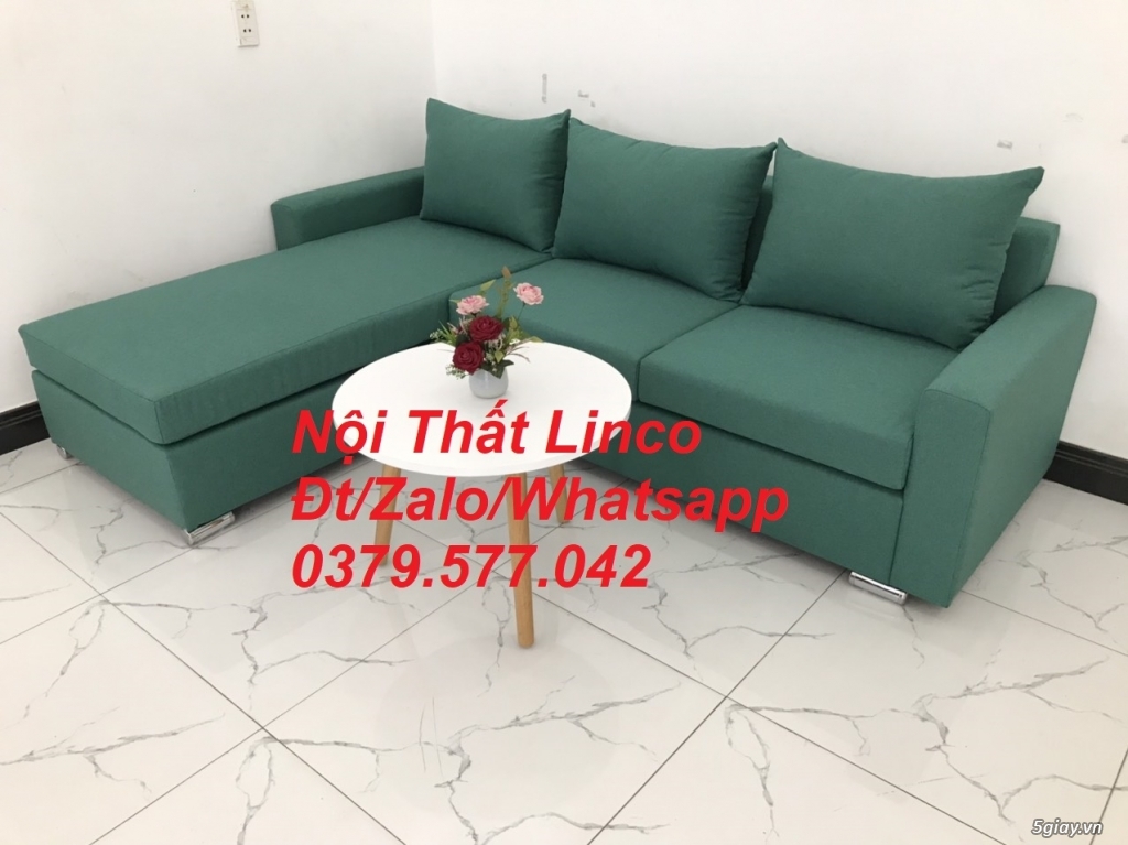 Bộ ghế sofa góc L xanh ngọc lá cây giá rẻ đẹp Linco Đồng Tháp - 1