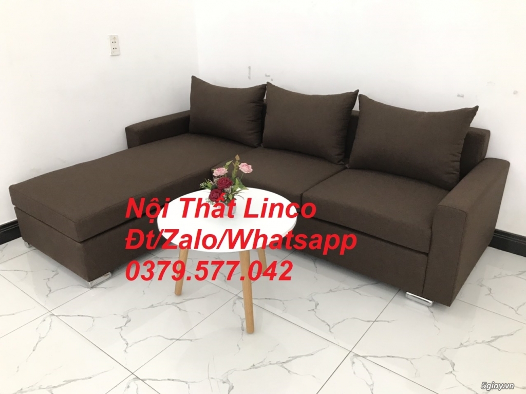 bộ ghế sofa góc giá rẻ,sofa góc L, màu Nâu đậm Nội Thất Linco Tây Ninh - 2