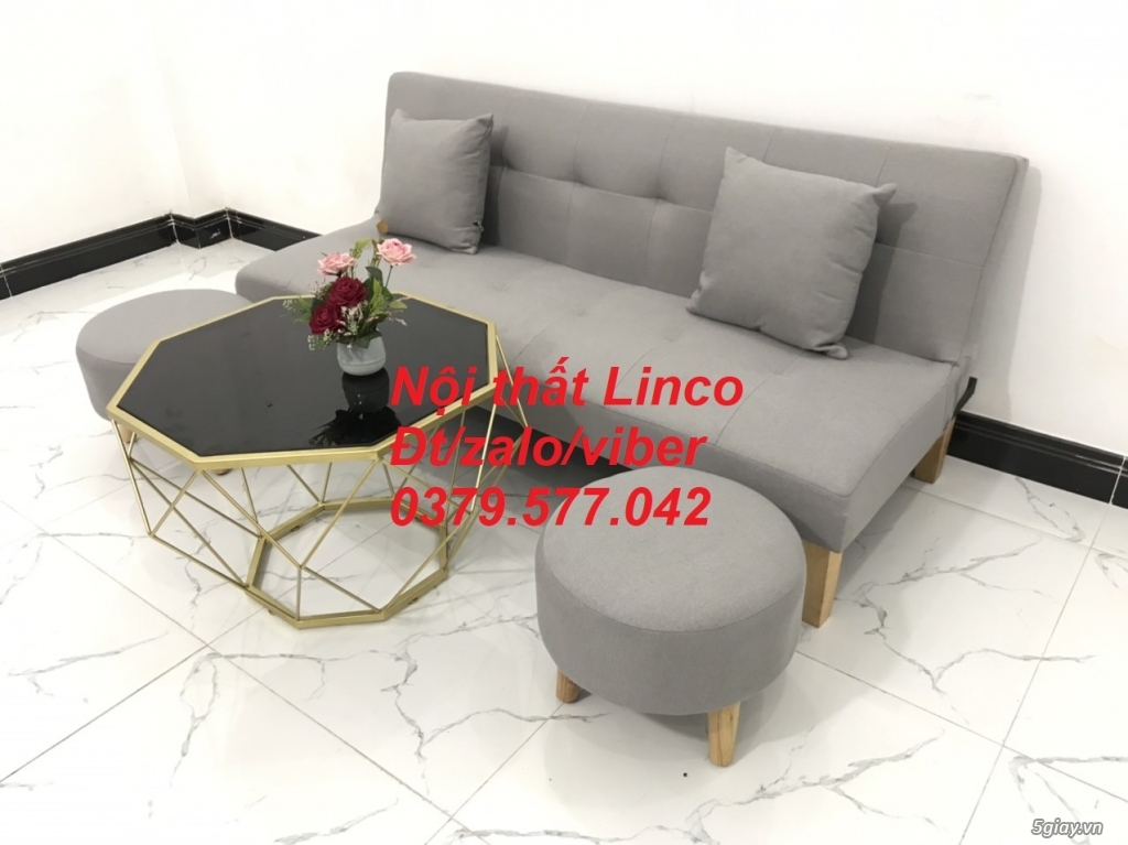 Bộ bàn ghế sofa bed, sofa giường xám trắng ghi tro bạc Linco Bến Tre - 1