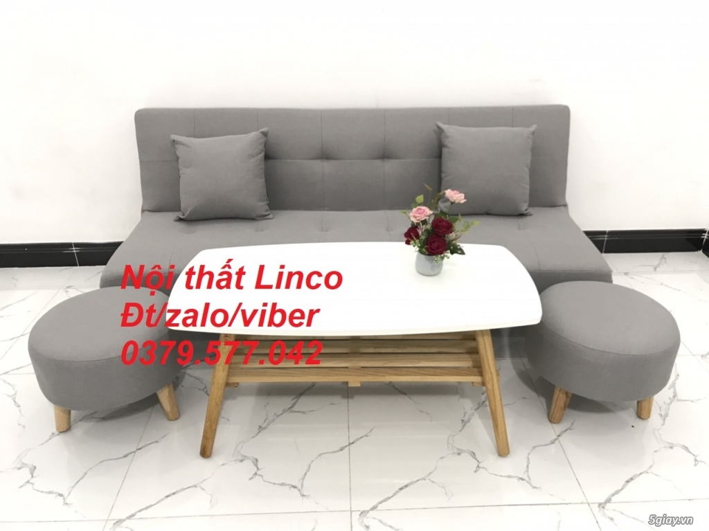 Bộ bàn ghế sofa bed, sofa giường xám trắng ghi tro bạc Linco Tây Ninh - 4