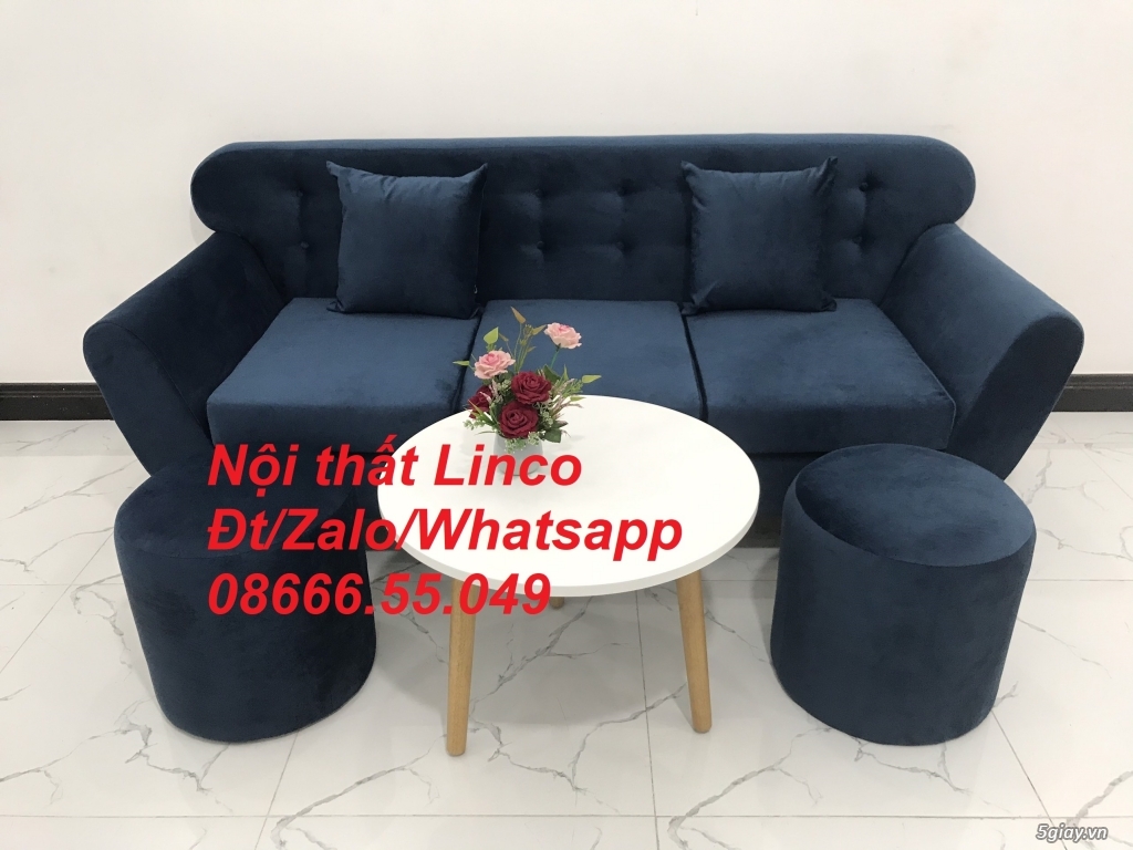 Sofa băng giá rẻ vải nhung đẹp xanh dương đậm Nội thất Tuy Hòa Phú Yên - 1