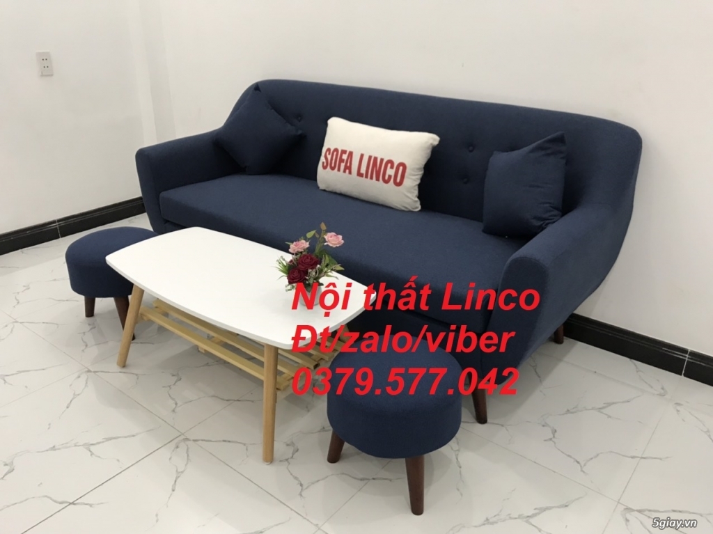 Bộ bàn ghế sopha salon Sofa băng xanh dương đậm đen Linco Đồng Tháp - 2