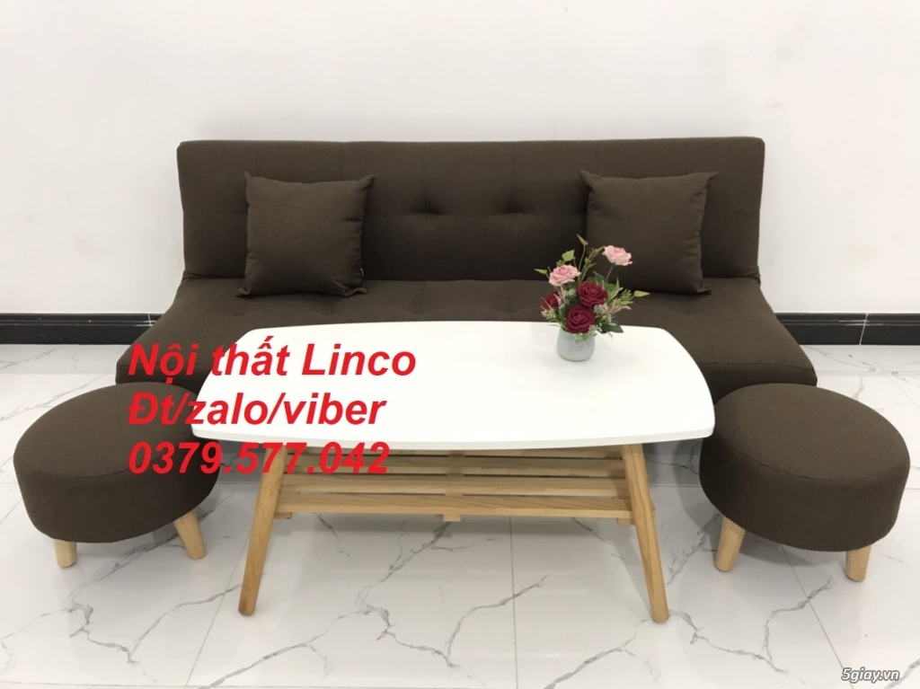 Bộ bàn ghế sofa bed,sofa bật thành giường màu nâu cafe sữa Bến Tre - 5