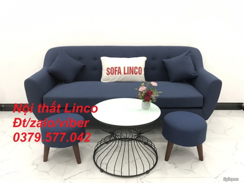 Bộ bàn ghế sopha salon Sofa băng xanh dương đậm đen Linco Đồng Tháp - 1