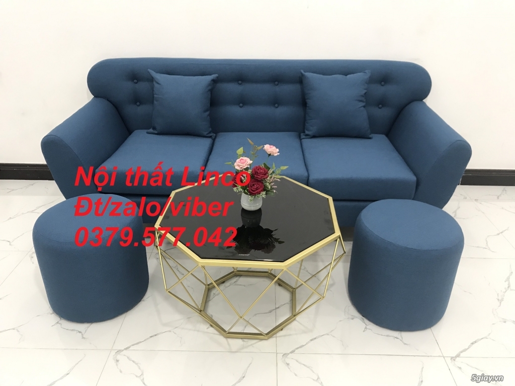 Bộ bàn ghế sofa băng, màu xanh dương ở Nội thất Linco Đồng Tháp - 1