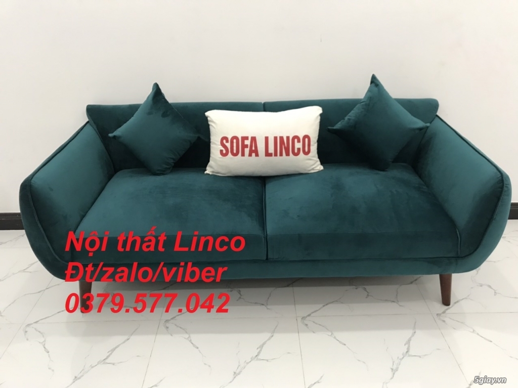 Bộ bàn ghế Sofa băng xanh cổ vịt vải nhung giá rẻ đẹp Bình Thuận - 5