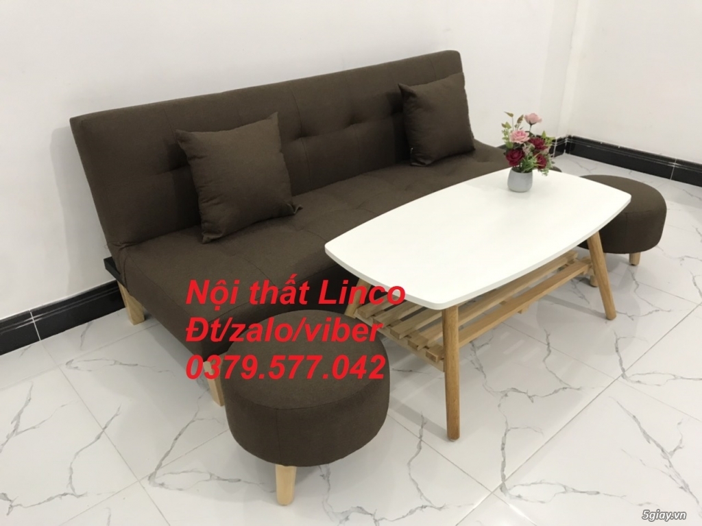 Bộ bàn ghế sofa bed,sofa bật thành giường màu nâu cafe sữa Bến Tre - 1