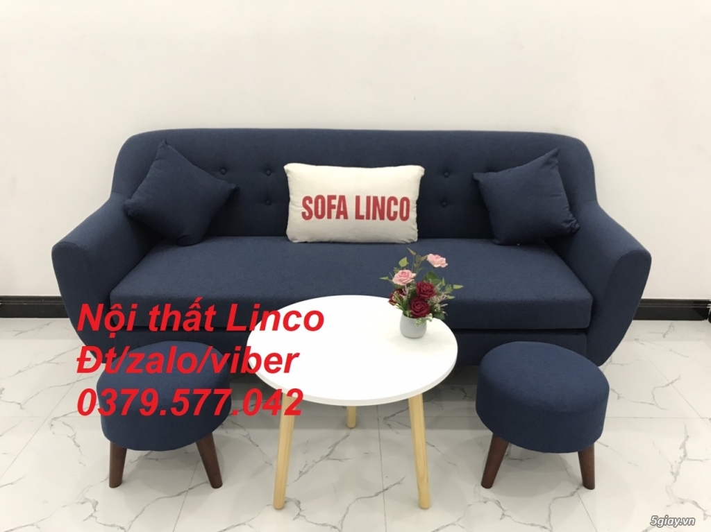 Bộ bàn ghế sopha salon Sofa băng xanh dương đậm đen Linco Đồng Tháp - 4