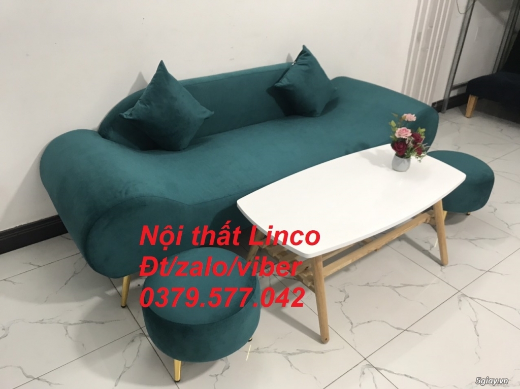 Bộ ghế sopha sofa băng văng thuyền dài 2m màu xanh lá Linco Bến Tre - 4