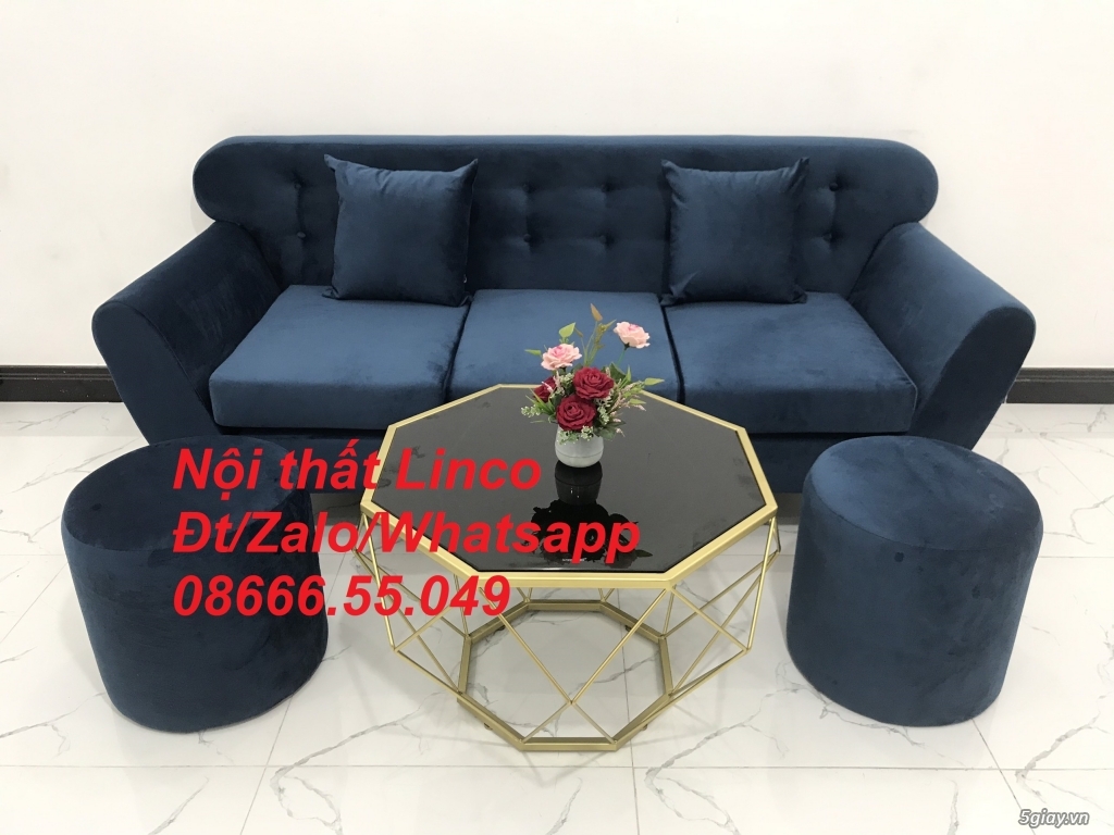 Sofa băng giá rẻ vải nhung đẹp xanh dương đậm Nội thất Tuy Hòa Phú Yên - 4