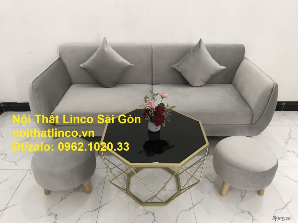 Bộ ghế salon băng rẻ xám lông chuột đẹp hiện đại phòng khách Linco SG - 4