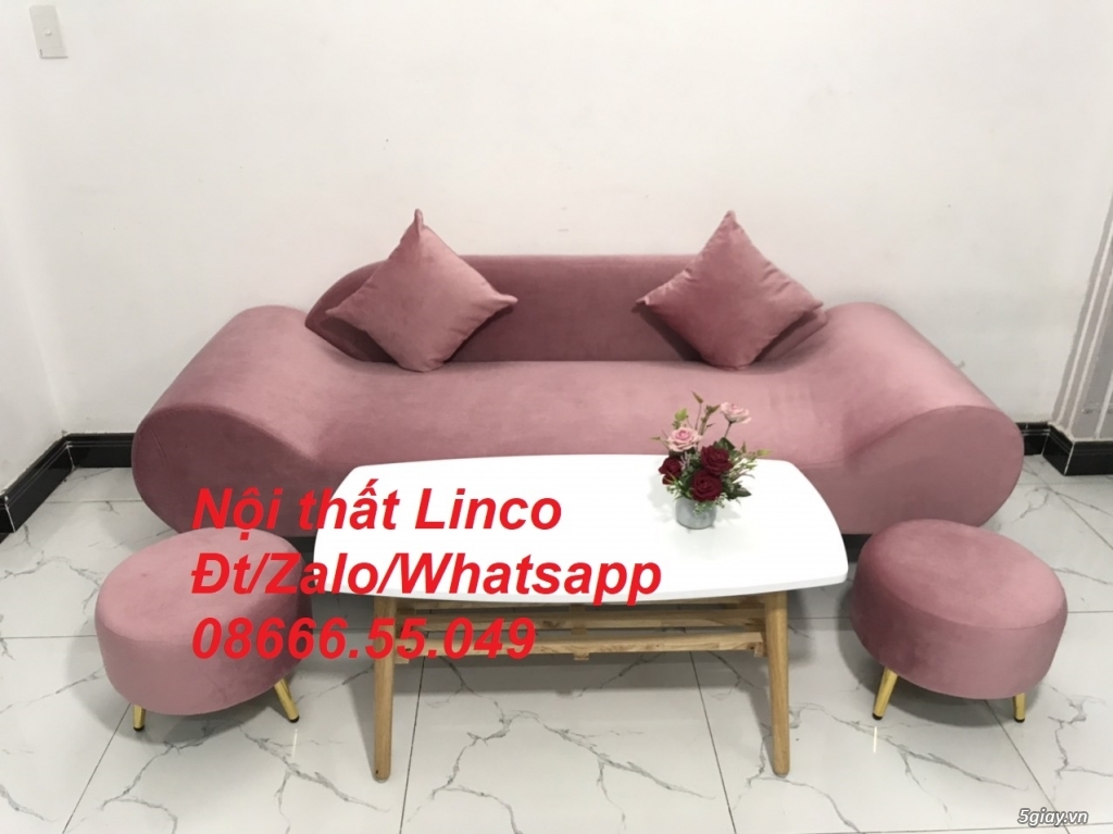 bộ sofa văng băng thuyền dài 2m hồng phấn giá rẻ đẹp ở Nội thất Cà Mau - 2