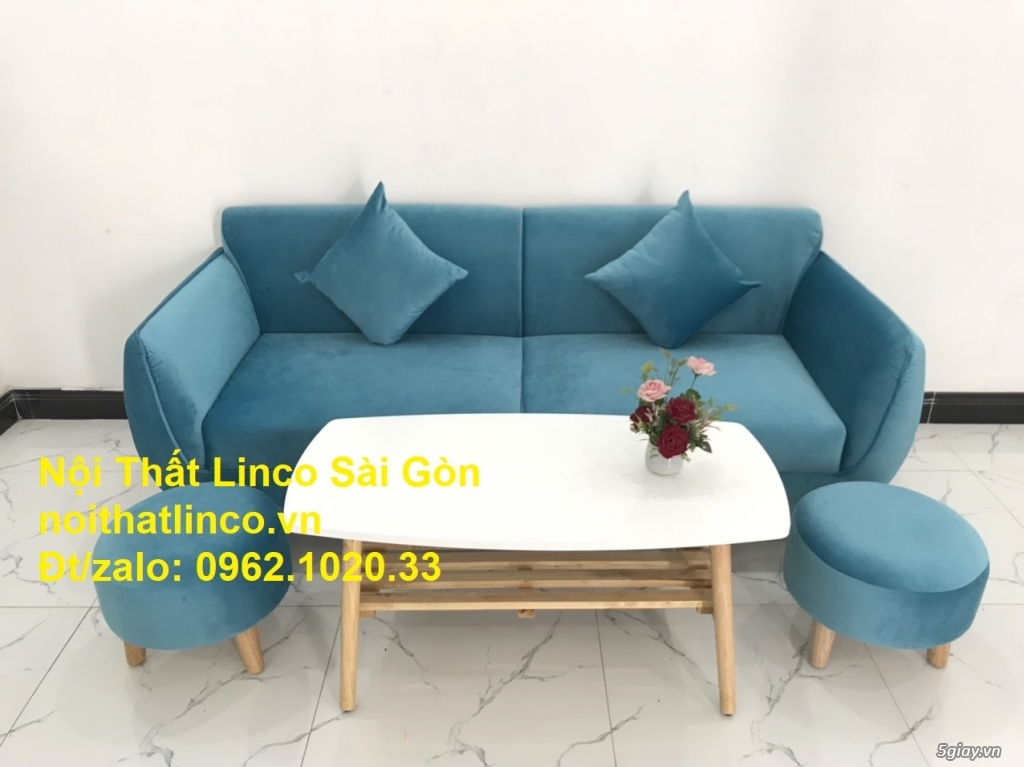 Sofa băng dài 1m9 | Màu xanh dương nước biển rẻ đẹp | Nội thất Linco - 3
