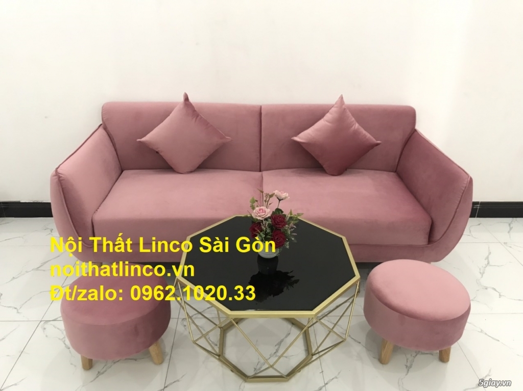 Bộ bàn ghế sopha băng giá rẻ màu hồng cánh sen đẹp Nội thất Linco SG - 5