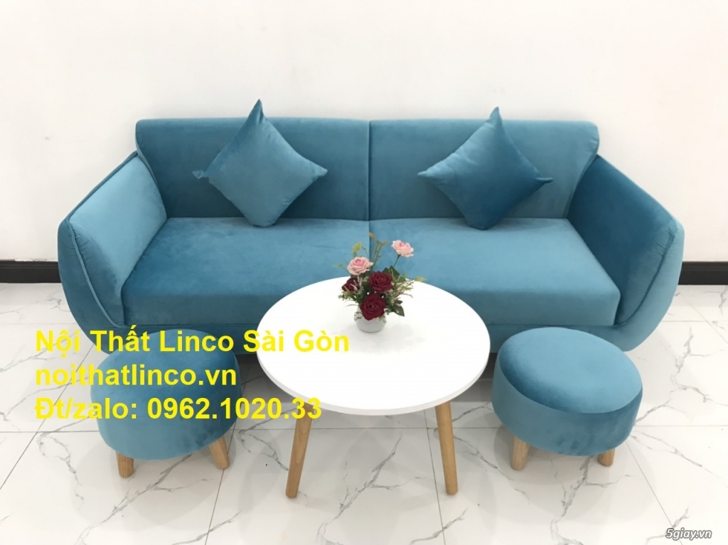 Sofa băng dài 1m9 | Màu xanh dương nước biển rẻ đẹp | Nội thất Linco - 2