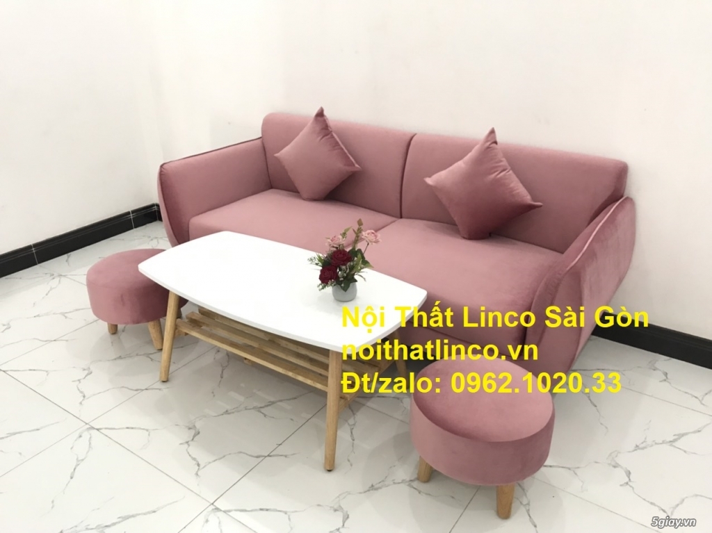 Bộ bàn ghế sopha băng giá rẻ màu hồng cánh sen đẹp Nội thất Linco SG - 3