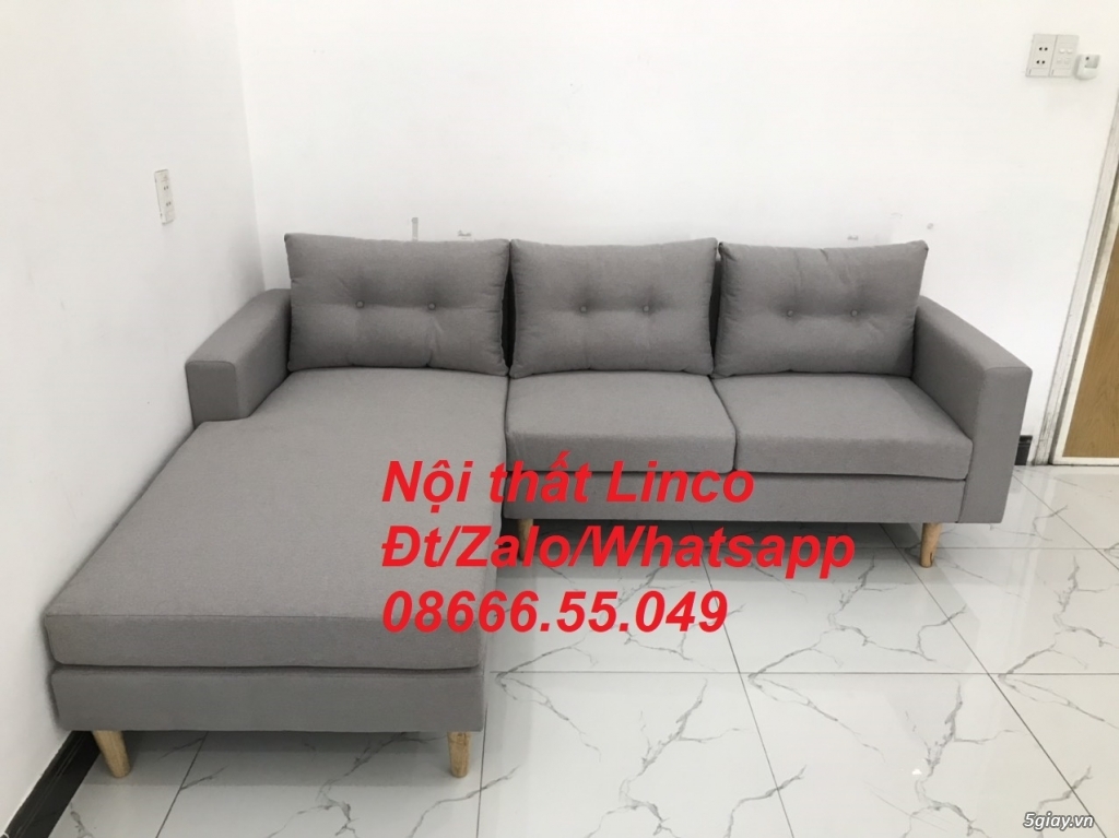 Bộ ghế sofa góc L màu xám ghi trắng giá rẻ ở Nội thất Vĩnh Long - 1