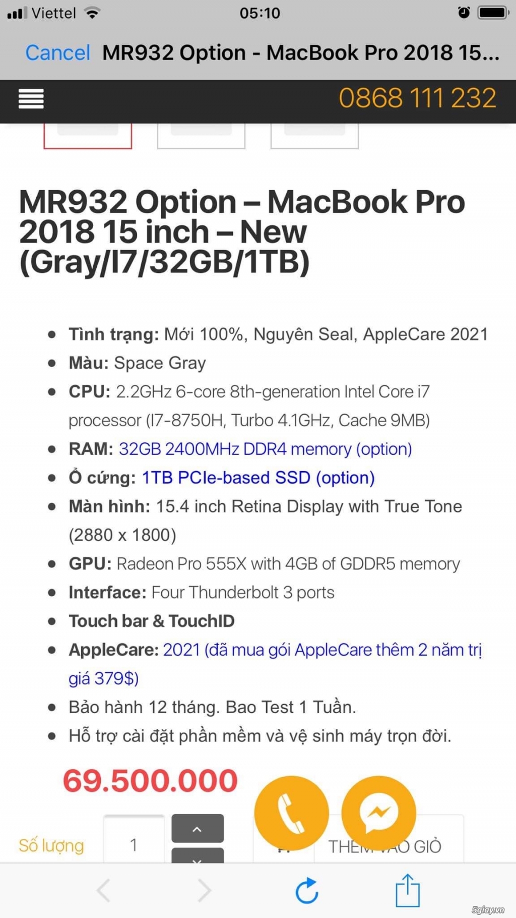 Cần bán Macbook pro 15 inch touchbar 2018 cấu hình khủng cho dân đồ hạ - 1