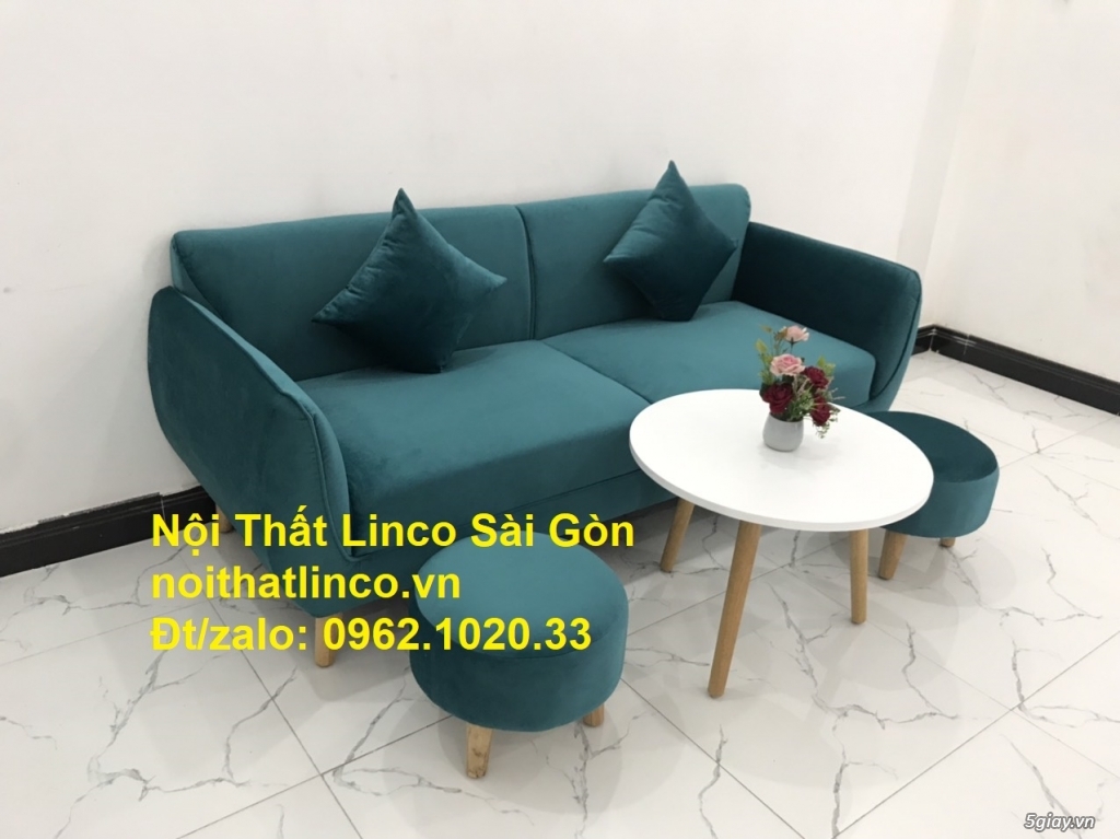 Ghế sopha salong băng văng 1m9 màu xanh cổ vịt rẻ đẹp ở tại Linco SG - 3