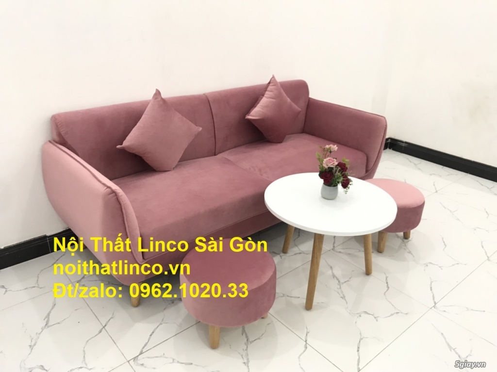 Bộ bàn ghế sopha băng giá rẻ màu hồng cánh sen đẹp Nội thất Linco SG - 2