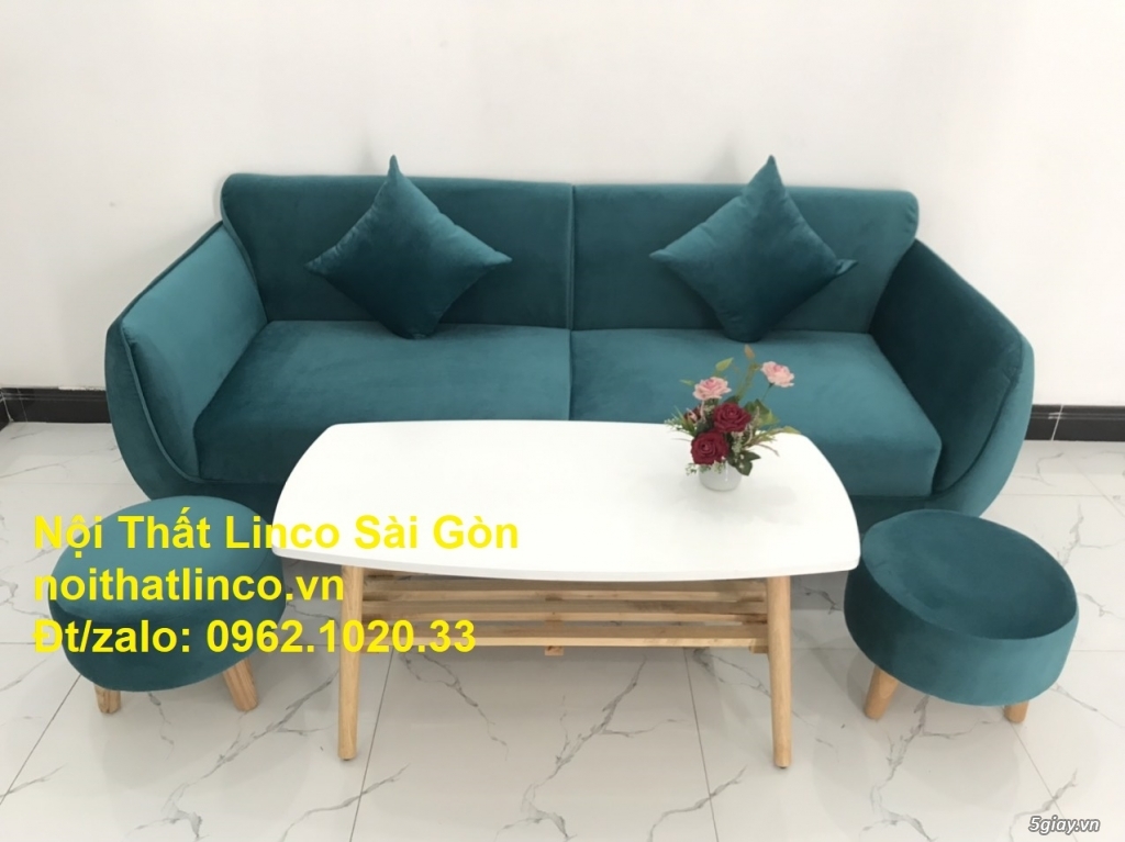 Ghế sopha salong băng văng 1m9 màu xanh cổ vịt rẻ đẹp ở tại Linco SG - 4