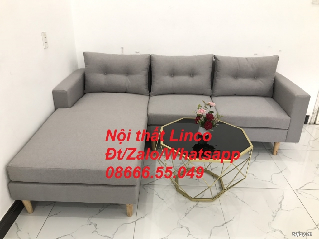 Bộ ghế sofa góc L màu xám ghi trắng giá rẻ ở Nội thất Vĩnh Long - 4
