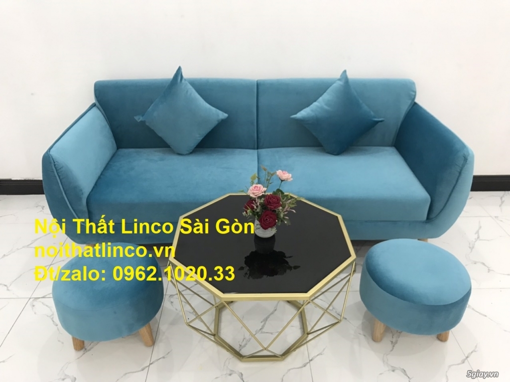 Sofa băng dài 1m9 | Màu xanh dương nước biển rẻ đẹp | Nội thất Linco - 5