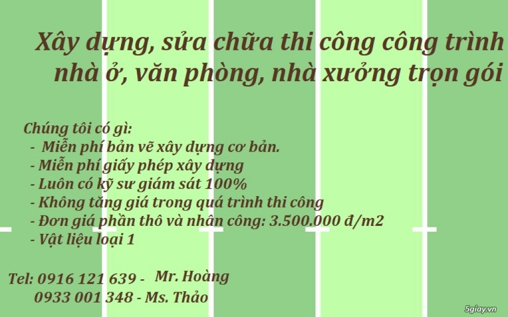 Chuyên nhận khoán thi công phần khung và xây tô giá rẻ Sài Gòn