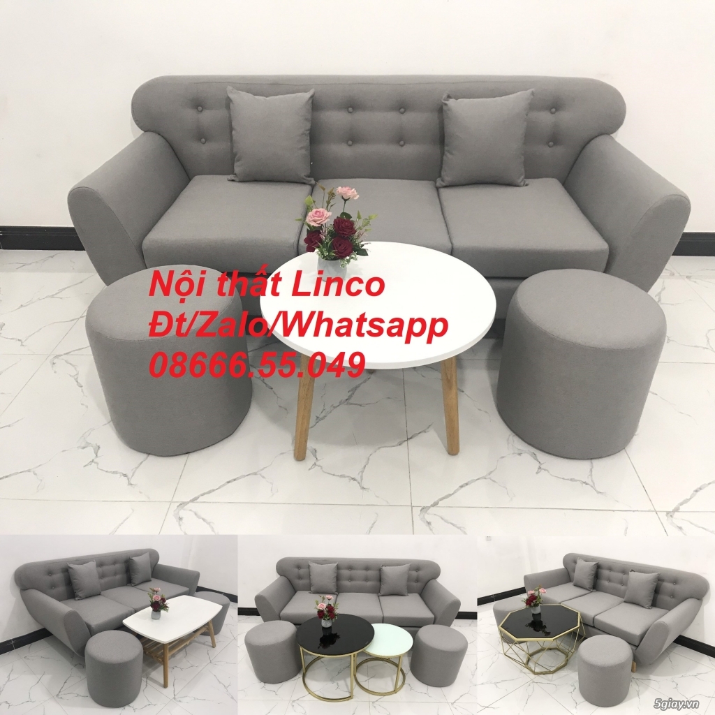 Sofa băng màu xám trắng ghi, sofa xám tro giá rẻ Nội thất Ninh Thuận