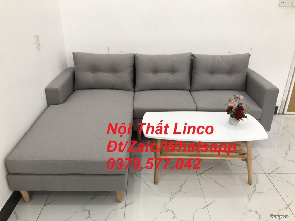 Bộ ghế sofa góc L màu xám ghi trắng sofa góc giá rẻ ở Linco An Giang - 3
