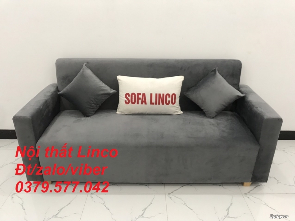 Bộ bàn ghế Sofa băng văng dài xám lông chuột giá rẻ Linco An Giang - 3