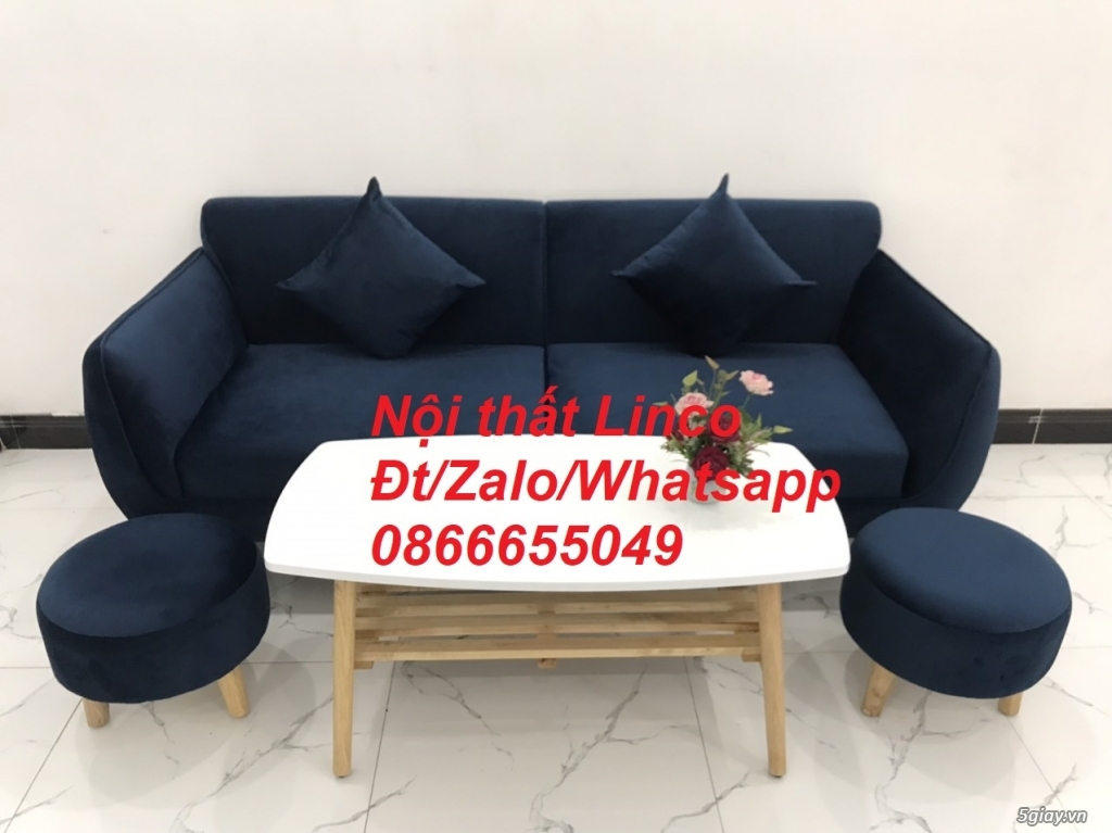 Bộ ghế sofa băng màu xanh dương đen giá rẻ đẹp ở  Phan Rang Ninh Thuận - 1
