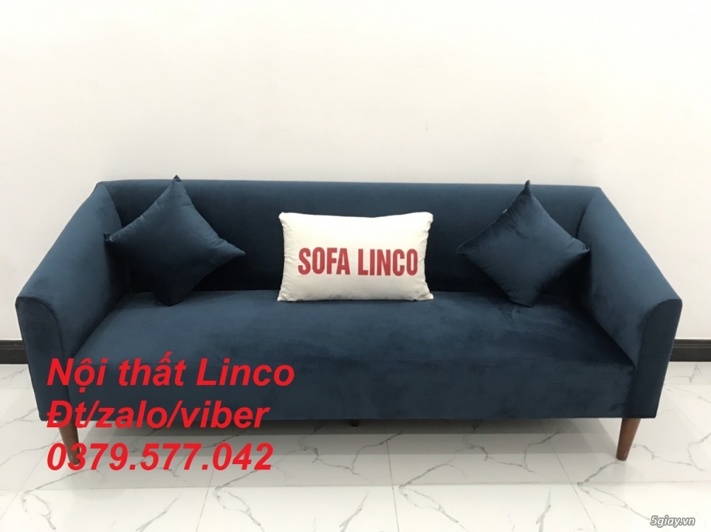 Bộ bàn ghế sofa băng văng xanh dương đậm vải nhung giá rẻ Khánh Hòa - 5