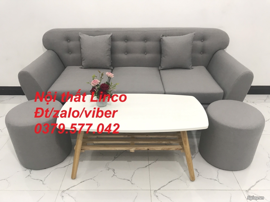 Bộ bàn ghế sofa băng màu xám trắng ghi, sofa xám tro giá rẻ An Giang - 2