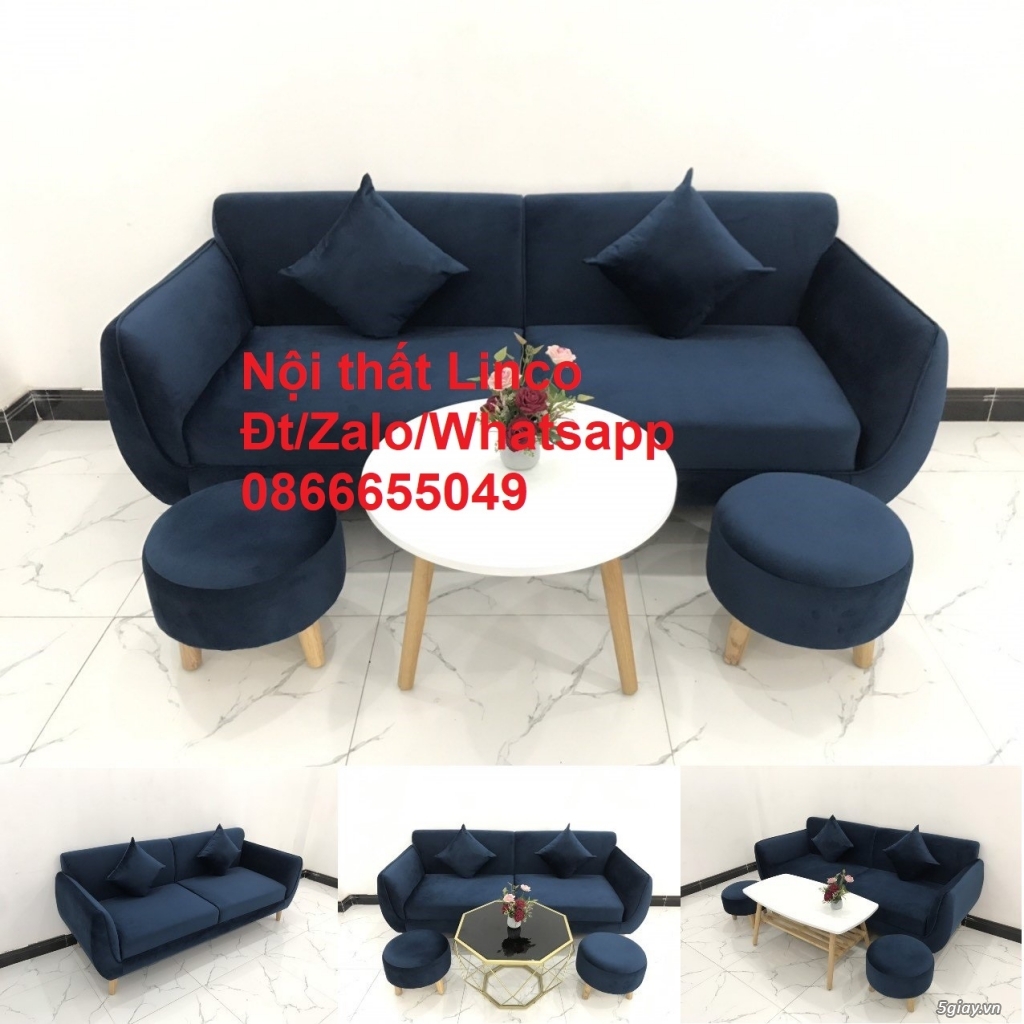 Bộ ghế sofa băng màu xanh dương đen giá rẻ đẹp ở  Phan Rang Ninh Thuận
