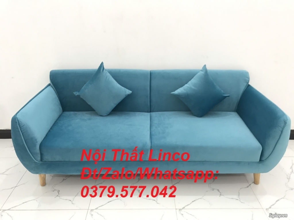 Bộ ghế sofa băng dài 1m9 nhỏ màu xanh dương nước biển giá rẻ An Giang - 1