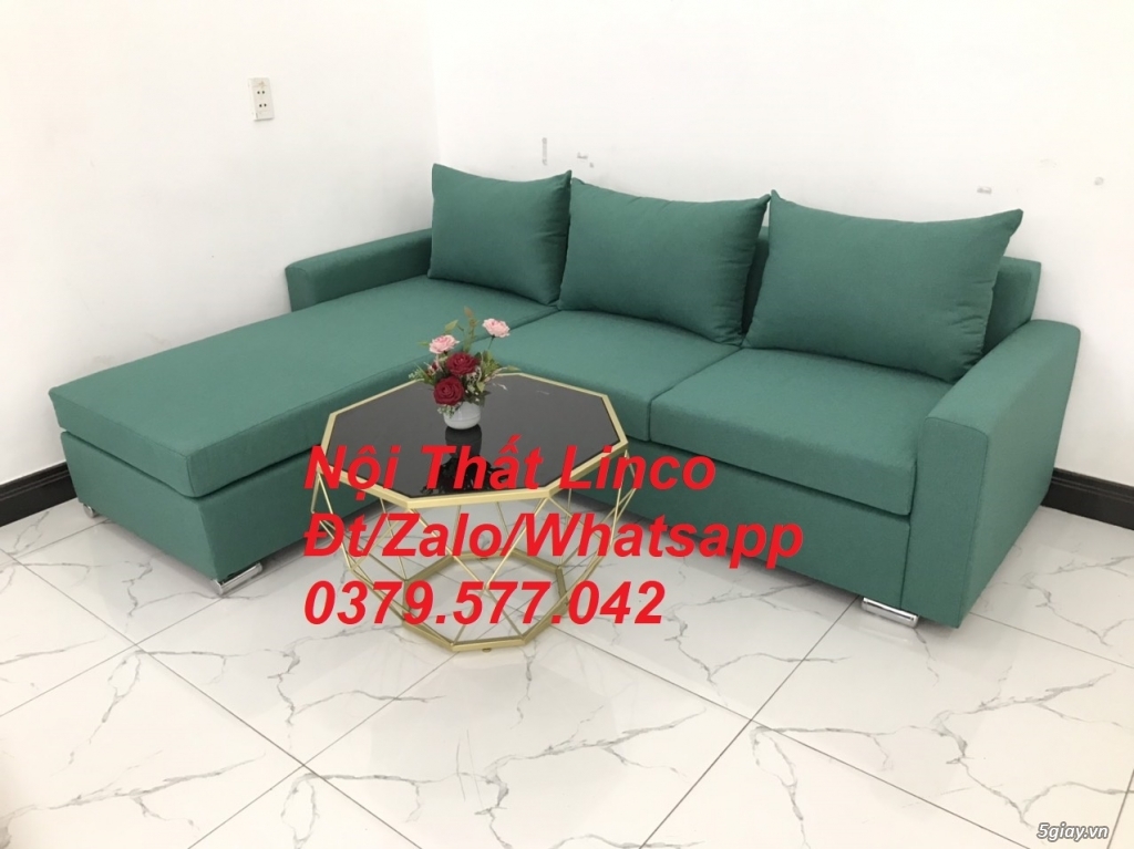 Bộ ghế sofa góc L xanh ngọc lá cây giá rẻ đẹp đơn giản đẹp An Giang - 2