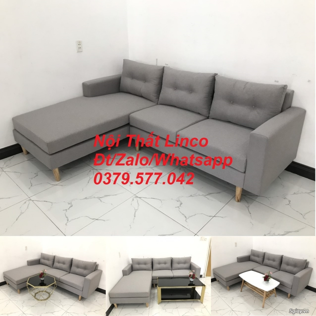 Bộ ghế sofa góc L màu xám ghi trắng sofa góc giá rẻ ở Linco An Giang