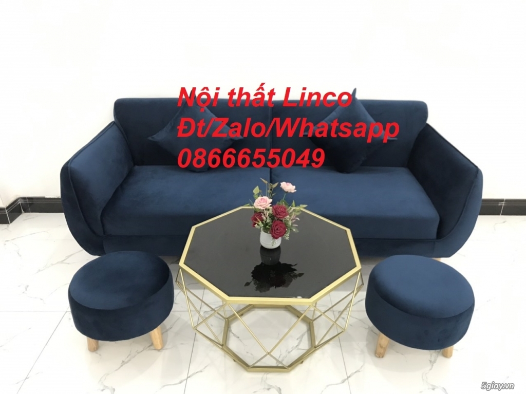 Bộ ghế sofa băng màu xanh dương đen giá rẻ đẹp ở  Phan Rang Ninh Thuận - 2