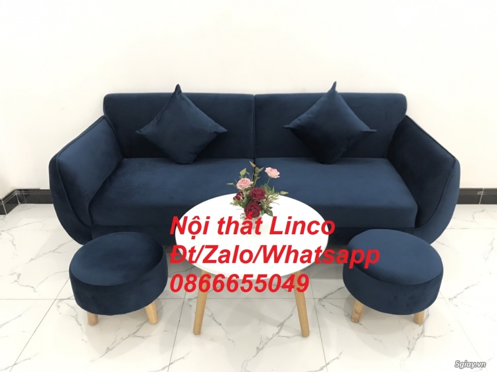 Bộ ghế sofa băng màu xanh dương đen giá rẻ đẹp ở  Phan Rang Ninh Thuận - 3