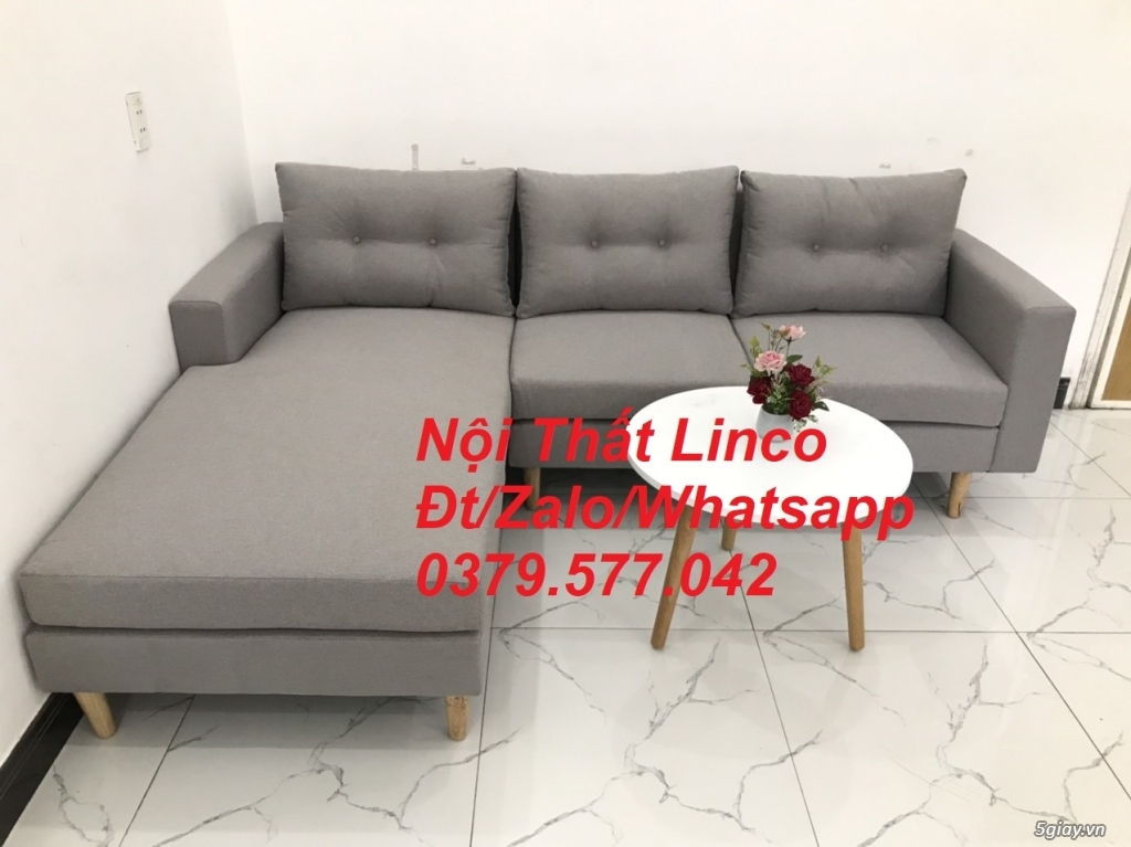 Bộ ghế sofa góc L màu xám ghi trắng sofa góc giá rẻ ở Linco An Giang - 5