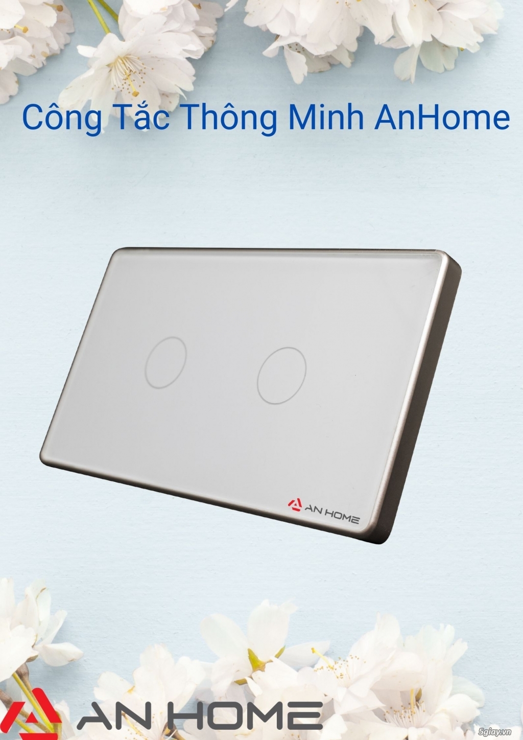 Công tắc ANHOME  kết nối wifi 2 nút hình chữ nhật viền nhựa màu trắng