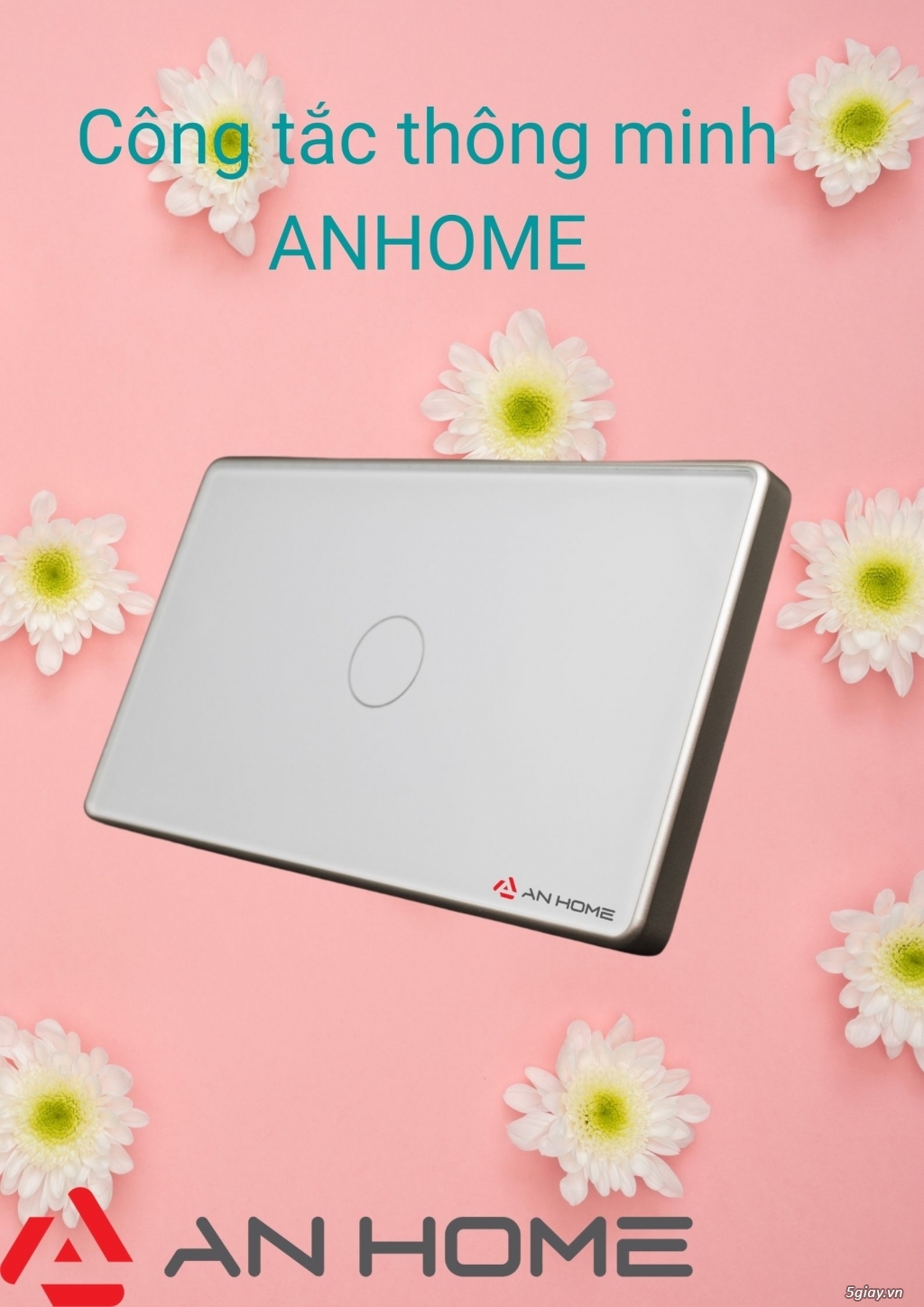 Công tắc ANHOME kết nối WIFI 1 nút chữ nhật viền nhựa màu trắng