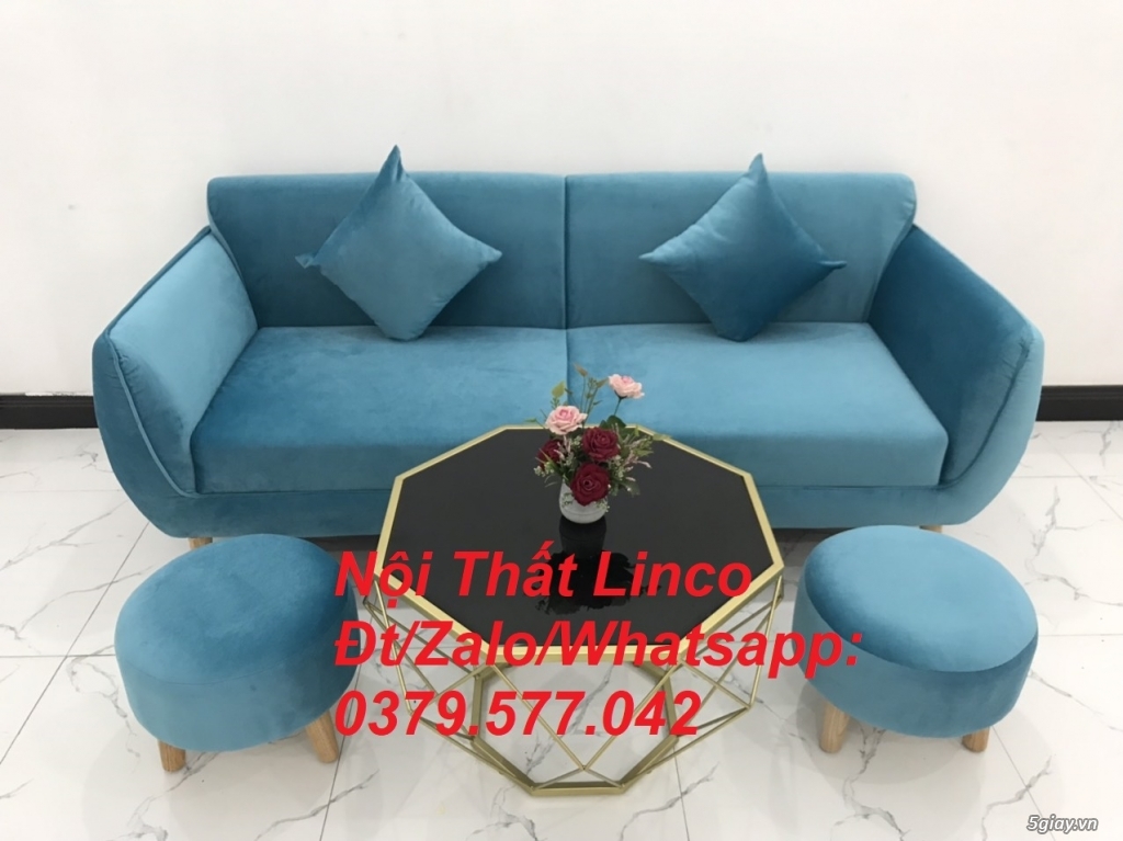 Bộ ghế sofa băng dài nhỏ màu xanh dương nước biển giá rẻ ở Đà Nẵng - 1