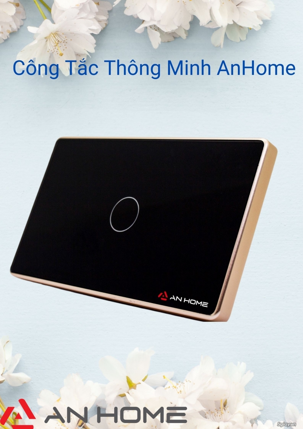 Công tắc  AnHome kết nối WIFI 1 nút viền nhôm màu đen chữ nhật