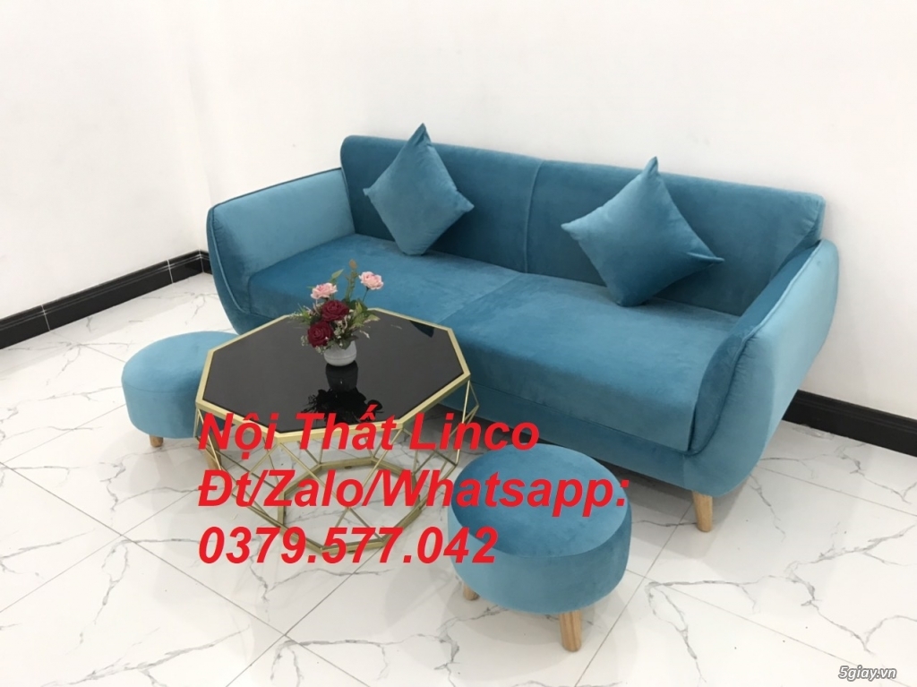 Bộ ghế sofa băng dài nhỏ màu xanh dương nước biển giá rẻ ở Đà Nẵng - 2