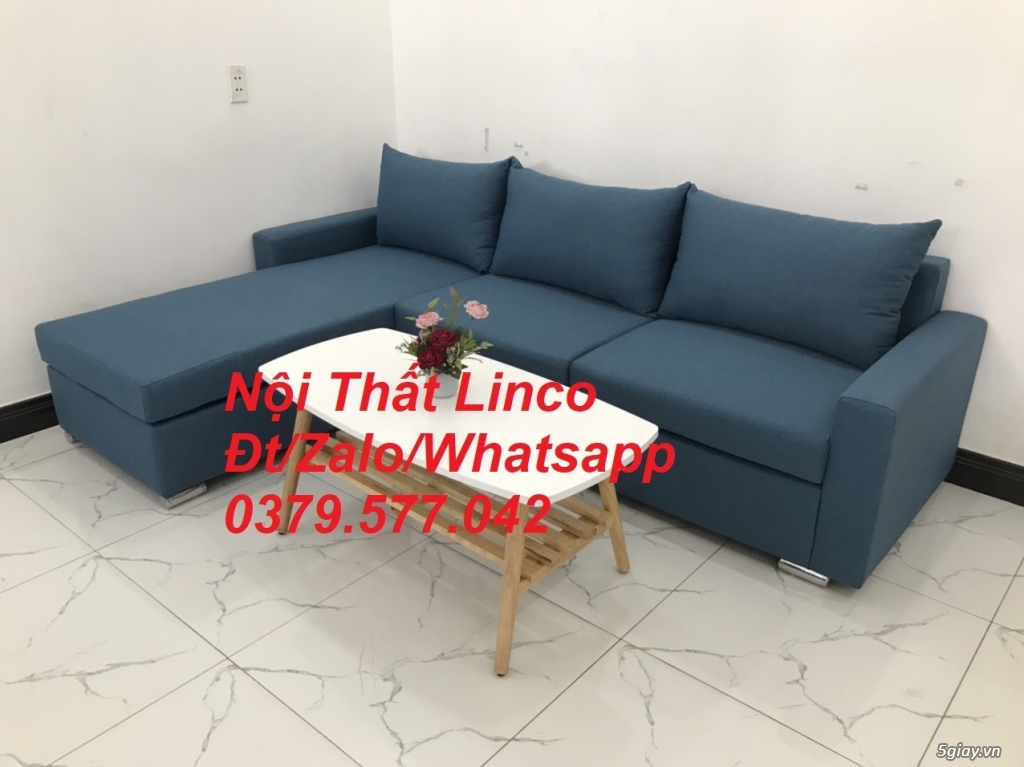 Bộ ghế sofa góc L xanh dương nước biển phòng khách giá rẻ ở Đà Nẵng - 5