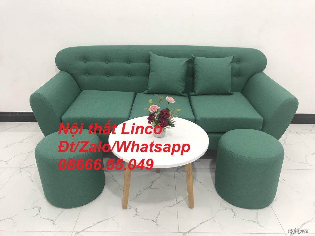 Bộ bàn ghế sofa băng văng màu xanh ngọc rẻ đẹp Nội Thất Pleiku Gia Lai - 1