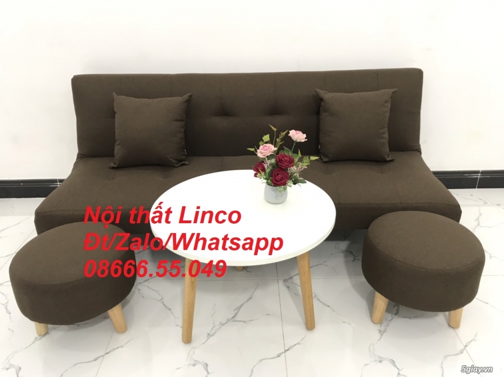 Bộ ghế sofa giường bed màu nâu cafe rẻ đẹp tại Nội Thất Linco Đông Hà - 1