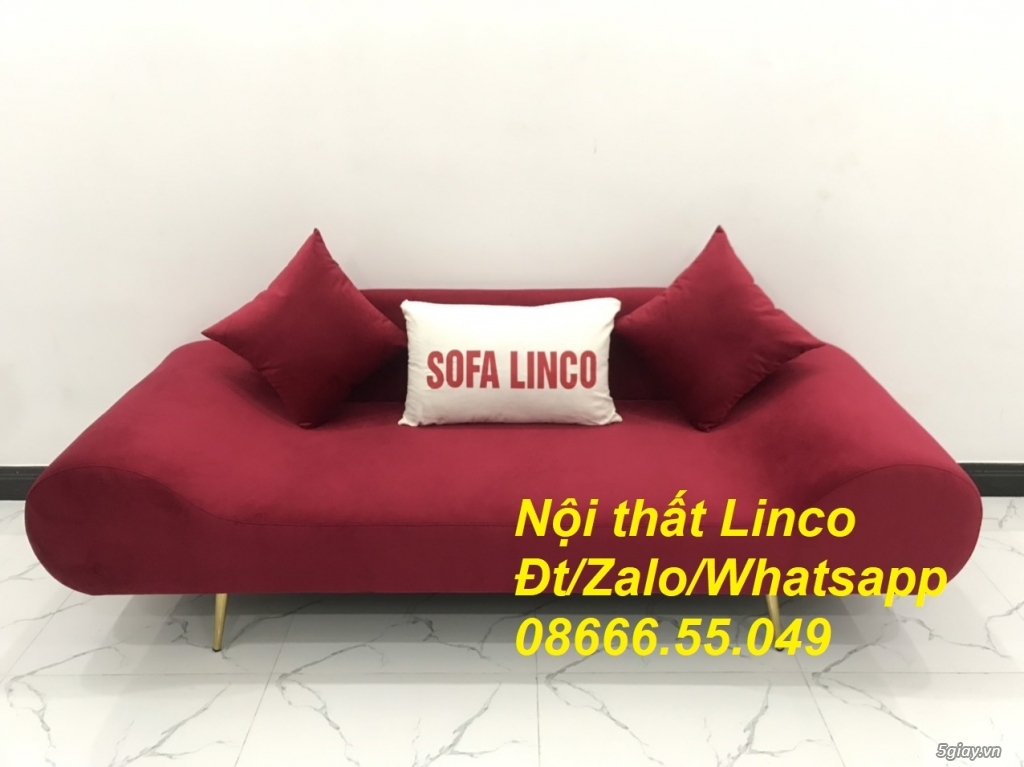 Bộ bàn ghế Sofa băng thuyền màu đỏ đô vải nhung Nội thất Linco Gia Lai - 4